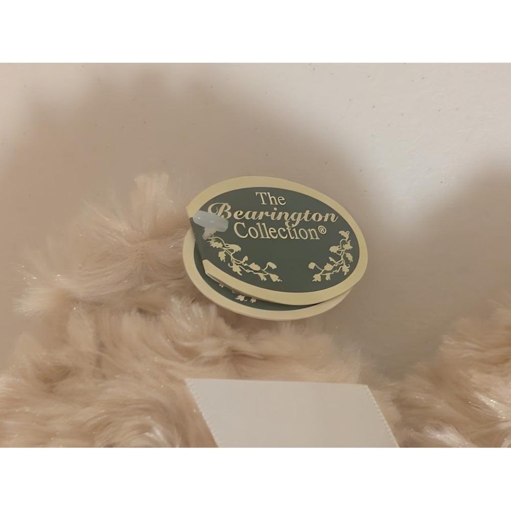 Bearington Collection Plush Teddy Bear Beige 10" Curly Fur with Ribbon‎ Bow - Picture 2 of 4